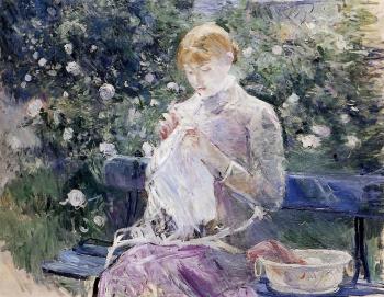Berthe Morisot : Pasie Sewing in the Garden